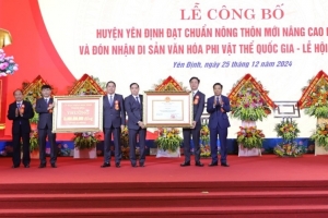 Thanh Hóa: Công bố Quyết định huyện Yên Định đạt chuẩn nông thôn mới nâng cao năm 2024