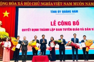 Quảng Nam công bố quyết định thành lập Ban Tuyên giáo và Dân vận Tỉnh ủy