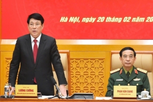 Chủ tịch nước Lương Cường làm việc với Bộ Quốc phòng về thực hiện Nghị quyết 05-NQ/TW