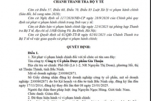 Tước quyền sử dụng chứng chỉ hành nghề dược 4,5 tháng Hai công ty Dược phẩm ở Bắc Ninh
