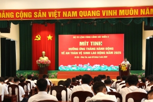 Bộ Tư lệnh Vùng cảnh sát biển 3 mít tinh hưởng ứng Tháng hành động về An toàn vệ sinh lao động năm 2025