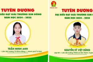 Bắc Ninh có 2 đội viên đạt giải thưởng Kim Đồng năm học 2024-2025
