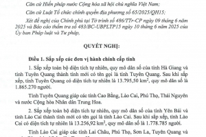 Nghị quyết số 202/2025/QH15 của Quốc hội về việc sắp xếp đơn vị hành chính cấp tỉnh