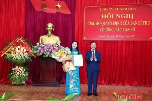 Bà Phạm Thị Thanh Thủy giữ chức Chủ nhiệm Ủy ban Kiểm tra Tỉnh ủy Thanh Hóa