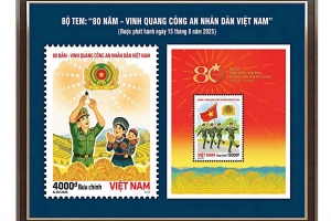 Phát hành Bộ tem bưu chính với chủ đề ‘80 năm – Vinh quang Công an nhân dân Việt Nam’