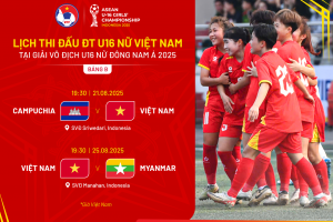 Công bố danh sách đội tuyển U16 nữ Việt Nam tham dự giải Đông Nam Á 2025