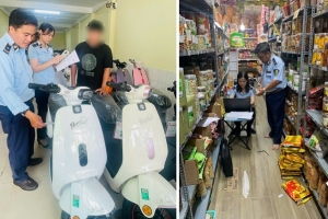Kiểm tra đột xuất tại Cần Thơ: Phát hiện nhiều xe máy điện và thực phẩm lậu