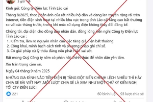 Cảnh báo hiện tượng lan truyền thông tin sai sự thật về hóa đơn tiền điện trên mạng xã hội