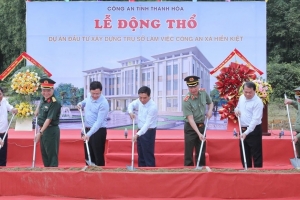 Bí thư Tỉnh ủy Thanh Hóa dự lễ khởi công trụ sở làm việc Công an xã Hiền Kiệt
