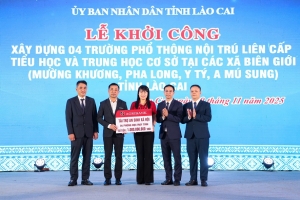 Agribank đồng hành khởi công 4 trường nội trú biên giới Lào Cai và tặng quà cho học sinh khó khăn
