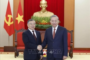 Tổng Bí thư Tô Lâm tiếp Trưởng Ban Tuyên truyền Trung ương Đảng Cộng sản Trung Quốc