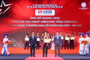 UBND TP. Hà Nội trao tặng Bằng khen cho SHB tại Lễ tôn vinh Doanh nhân, Doanh nghiệp Thăng Long 2025