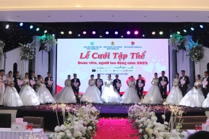 Công đoàn Nghệ An tổ chức lễ cưới tập thể cho 11 cặp đôi công nhân