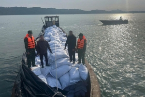 Bắt giữ 3 xuồng máy vận chuyển 27 tấn cau khô không giấy tờ tại vùng biển Quảng Ninh