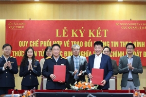 Liên thông dữ liệu điện tử trong xác định nghĩa vụ tài chính về đất đai