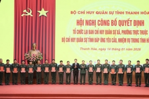 Thanh Hoá: Công bố Quyết định tổ chức lại Ban Chỉ huy Quân sự cấp xã