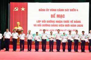 Đảng ủy Vùng Cảnh sát biển 4 hoàn thành lớp bồi dưỡng cho đối tượng Đảng và đảng viên mới năm 2026