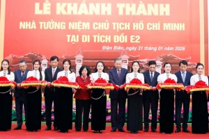 Tổng Bí thư Tô Lâm dự lễ khánh thành Nhà tưởng niệm Chủ tịch Hồ Chí Minh tại Đồi E2, Điện Biên