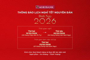 Agribank thông báo về giao dịch chuyển, rút tiền trong dịp Tết Nguyên đán