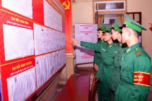100% cử tri Cơ quan Ban Chỉ huy Bộ đội Biên phòng tỉnh Nghệ An hoàn thành bỏ phiếu sớm
