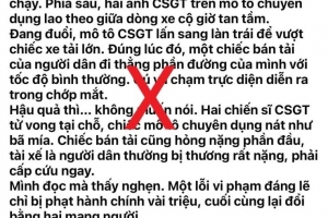 Xác minh, làm rõ chủ tài khoản và nguồn phát tán thông tin sai sự thật về lực lượng Cảnh sát giao thông