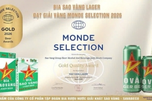 Bia Sao Vàng Lager được vinh danh tại giải thưởng chất lượng quốc tế 2026
