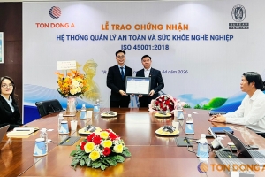 Tôn Đông Á vinh dự nhận Chứng nhận ISO 45001:2018 - Khẳng định cam kết xây dựng môi trường làm việc an toàn, bền vững
