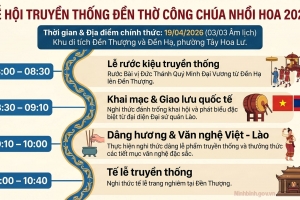 Ninh Bình: Tổ chức Lễ hội truyền thống Đền thờ Công chúa Nhồi Hoa năm 2026