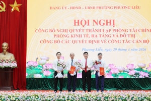 Bắc Ninh: Phường Phương Liễu Công bố Nghị quyết thành lập Phòng Tài chính, Phòng Kinh tế, Hạ tầng và Đô thị và công tác cán bộ