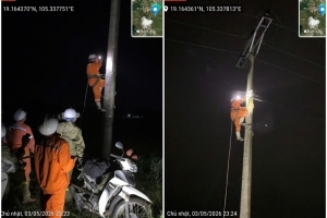 Công ty Điện lực Nghệ An xuyên đêm khắc phục sự cố do mưa đá, lốc xoáy, nhanh chóng cấp điện trở lại
