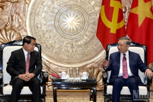 Tổng Bí thư, Chủ tịch nước Tô Lâm tiếp Bí thư Thành ủy, Chủ tịch Hội đồng nhân dân thủ đô Viêng Chăn