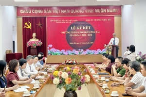 Lễ ký kết hợp tác giữa Liên hiệp các tổ chức hữu nghị Hà Nội và Đảng ủy phường Nghĩa Đô