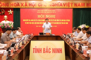 Đoàn kiểm tra của Bộ Chính trị làm việc với Đảng ủy UBND tỉnh Bắc Ninh