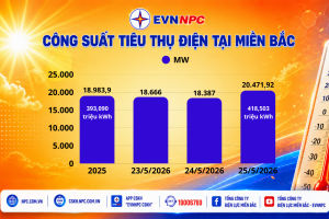 Miền Bắc nắng nóng gay gắt, công suất và sản lượng điện tiêu thụ của EVNNPC lập đỉnh mới
