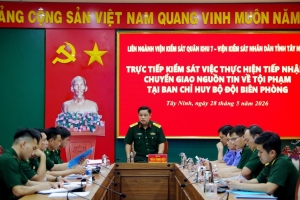 Đoàn công tác Viện Kiểm sát Quân sự Quân khu 7 làm việc tại Ban Chỉ huy Bộ đội Biên phòng tỉnh Tây Ninh