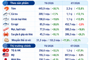 Xuất khẩu thủy sản đạt gần 5,8 tỷ USD sau 6 tháng, tiếp tục duy trì đà tăng trưởng