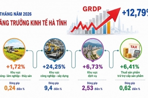 Hà Tĩnh dẫn đầu tăng trưởng GRDP cả nước nửa đầu năm 2026, 9 địa phương bứt phá trên 10%