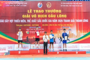 Lâm Đồng giành 1 HCV, 3 HCB tại Giải Vô địch Cầu lông các cây vợt thiếu niên, trẻ xuất sắc quốc gia 2026