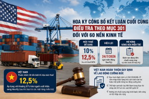 Hoa Kỳ công bố kết luận cuối cùng điều tra Mục 301, Việt Nam chịu thuế 12,5% với một số mặt hàng