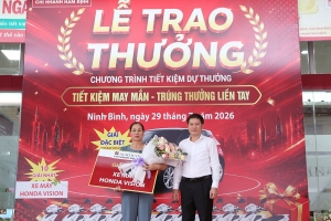 Agribank Nam Định trao thưởng chương trình tiết kiệm dự thưởng, lan tỏa văn hóa tiết kiệm