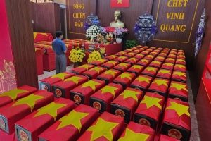 Tiếp tục quy tập thêm 14 bộ hài cốt liệt sĩ tại Công viên Lê Thị Riêng