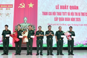 Sư đoàn 9 tổ chức Lễ xuất quân tham gia Hội thao và Hội thi Bí thư chi bộ cấp Quân đoàn năm 2026