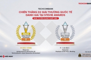 Techcombank giành “cú đúp” giải thưởng quốc tế Stevie® Awards for Great Employers 2026