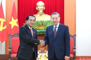Tổng Bí thư, Chủ tịch nước Tô Lâm tiếp Chủ nhiệm Ban Kiểm tra Trung ương, Tổng Thanh tra Nhà nước, Trưởng ban Phòng chống tham nhũng Trung ương Lào