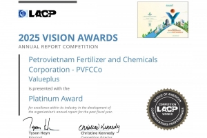 PVFCCo - Phú Mỹ giành 2 giải Bạch kim, xếp hạng Nhì toàn cầu tại Vision Awards 2025