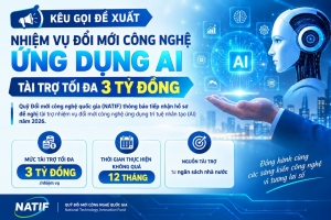 Kêu gọi đề xuất nhiệm vụ đổi mới công nghệ ứng dụng AI, tài trợ tối đa 3 tỷ đồng