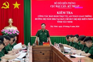 Bộ đội Biên phòng kiểm tra công tác bảo đảm trật tự, an toàn giao thông đường bộ năm 2026 tại Tây Ninh