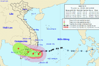 Bão số 9 đang giật cấp 12 chỉ còn cách đảo Phú Quý chưa đầy 100km