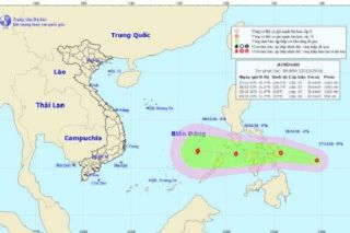 Xuất hiện áp thấp nhiệt đới trên Biển Đông
