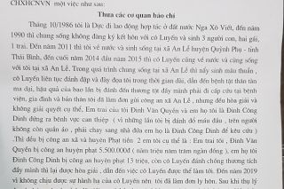 Thái Bình: Bức xúc trước việc thường xuyên bị vợ cũ hành hung, một công dân đã làm đơn kêu cứu gửi các cơ quan chức năng